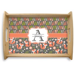 Fox Trail Floral Natural Wooden Tray - Small (Personalized)
