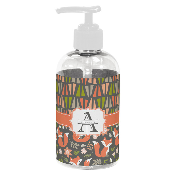 Custom Fox Trail Floral Plastic Soap / Lotion Dispenser (8 oz - Small - White) (Personalized)