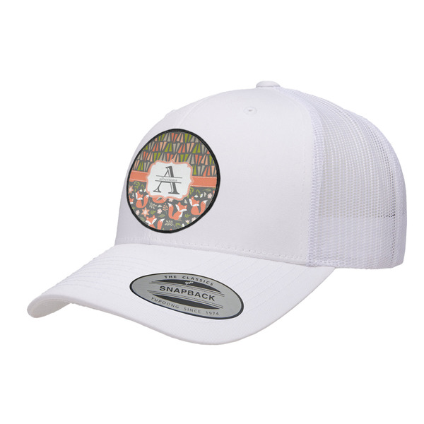 Custom Fox Trail Floral Trucker Hat - White (Personalized)