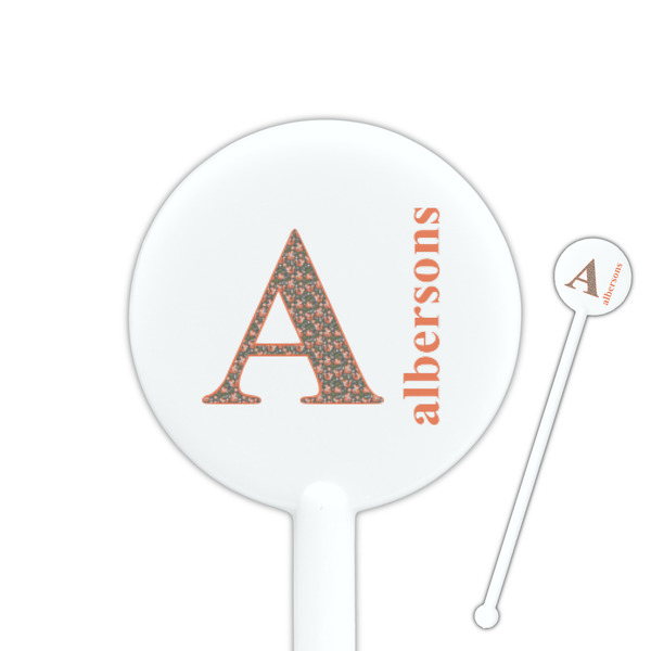 Custom Fox Trail Floral 5.5" Round Plastic Stir Sticks - White - Double Sided (Personalized)