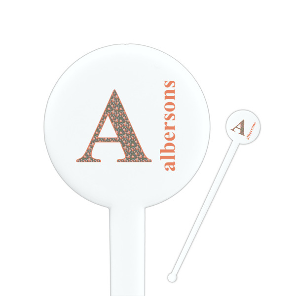 Custom Fox Trail Floral 7" Round Plastic Stir Sticks - White - Double Sided (Personalized)