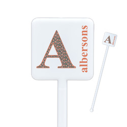 Fox Trail Floral Square Plastic Stir Sticks (Personalized)