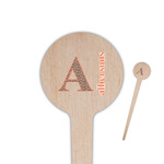 Fox Trail Floral 4" Round Wooden Food Picks - Single Sided (Personalized)