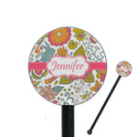 Wild Garden 5.5" Round Plastic Stir Sticks - Black - Double Sided (Personalized)