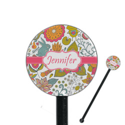 Wild Garden 5.5" Round Plastic Stir Sticks - Black - Single Sided (Personalized)