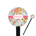 Wild Garden 7" Round Plastic Stir Sticks - Black - Double Sided (Personalized)