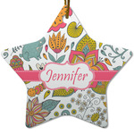 Wild Garden Star Ceramic Ornament w/ Name or Text