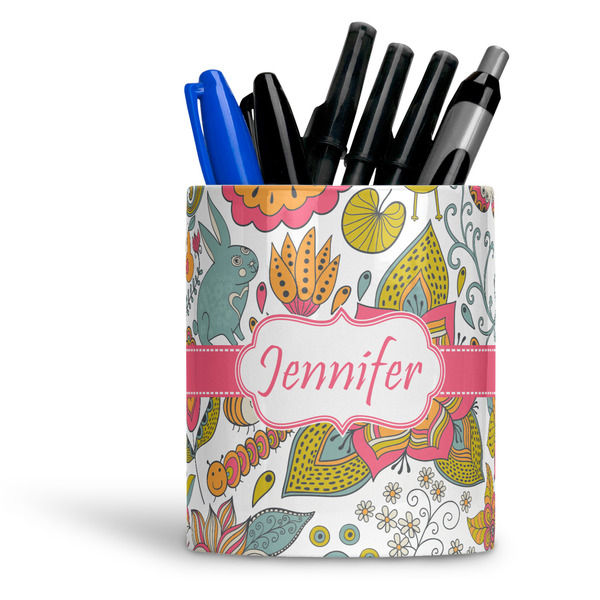 Custom Wild Garden Ceramic Pen Holder