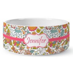 Wild Garden Ceramic Dog Bowl - Medium (Personalized)