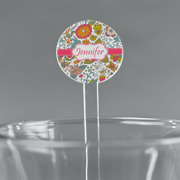 Custom Wild Garden 7" Round Plastic Stir Sticks - Clear (Personalized)