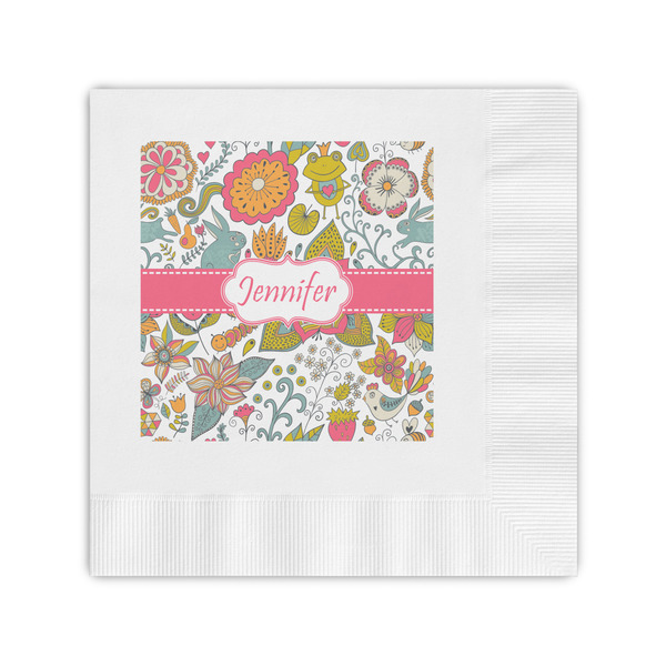 Custom Wild Garden Coined Cocktail Napkins (Personalized)