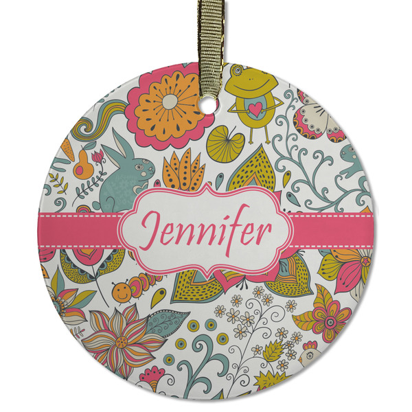 Custom Wild Garden Flat Glass Ornament - Round w/ Name or Text