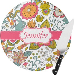 Wild Garden Round Glass Cutting Board - Medium (Personalized)