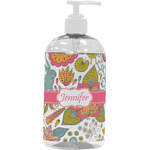 Wild Garden Plastic Soap / Lotion Dispenser (16 oz - Large - White) (Personalized)