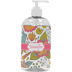 Wild Garden Plastic Soap / Lotion Dispenser (16 oz - Large - White) (Personalized)