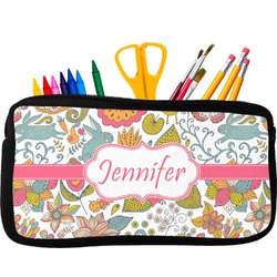 Wild Garden Neoprene Pencil Case - Small w/ Name or Text