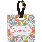 Wild Garden Plastic Luggage Tag - Square w/ Name or Text