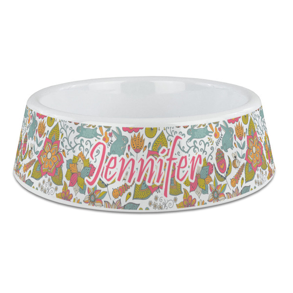 Custom Wild Garden Plastic Dog Bowl - Large (Personalized)