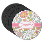 Wild Garden Round Rubber Backed Coasters - Set of 4 (Personalized)