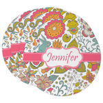 Wild Garden Round Paper Coasters w/ Name or Text