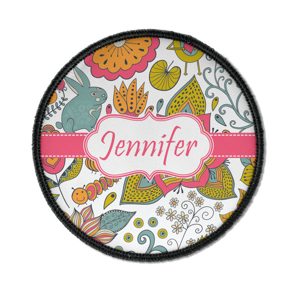 Custom Wild Garden Iron On Round Patch w/ Name or Text