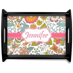 Wild Garden Black Wooden Tray - Large (Personalized)