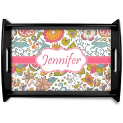 Wild Garden Black Wooden Tray - Small (Personalized)