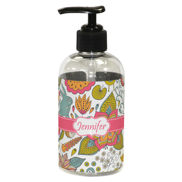 Custom Wild Garden Plastic Soap / Lotion Dispenser (8 oz - Small - Black) (Personalized)