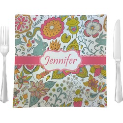 Wild Garden Glass Square Lunch / Dinner Plate 9.5" (Personalized)