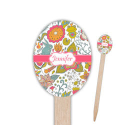 Wild Garden Oval Wooden Food Picks - Double Sided (Personalized)