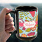 Wild Flowers 15oz. Black Mug - LIFESTYLE