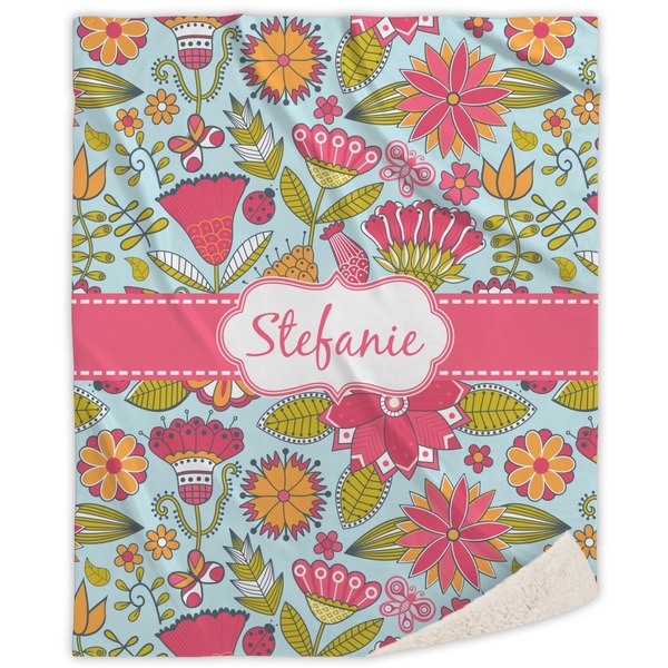 Custom Wild Flowers Sherpa Throw Blanket (Personalized)