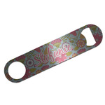 Wild Flowers Bar Bottle Opener - Silver w/ Name or Text