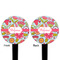 Wild Flowers Black Plastic 4" Food Pick - Round - Double Sided - Front & Back