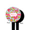 Wild Flowers Black Plastic 4" Food Pick - Round - Single Sided - Front & Back