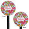 Wild Flowers Black Plastic 5.5" Stir Stick - Double Sided - Round - Front & Back