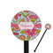 Wild Flowers Black Plastic 5.5" Stir Stick - Round - Closeup