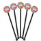 Wild Flowers Black Plastic 5.5" Stir Stick - Round - Fan View