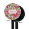 Wild Flowers Black Plastic 5.5" Stir Stick - Single Sided - Round - Front & Back