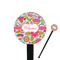 Wild Flowers Black Plastic 7" Stir Stick - Round - Closeup