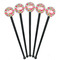 Wild Flowers Black Plastic 7" Stir Stick - Round - Fan View