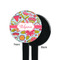 Wild Flowers Black Plastic 7" Stir Stick - Single Sided - Round - Front & Back