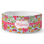 Wild Flowers Ceramic Dog Bowl (Personalized)