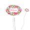 Wild Flowers Clear Plastic 7" Stir Stick - Oval - Closeup