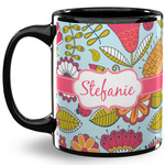 Wild Flowers 11 Oz Coffee Mug - Black (Personalized)