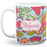 Wild Flowers 11 Oz Coffee Mug - White (Personalized)