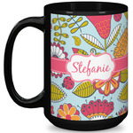 Wild Flowers 15 Oz Coffee Mug - Black (Personalized)