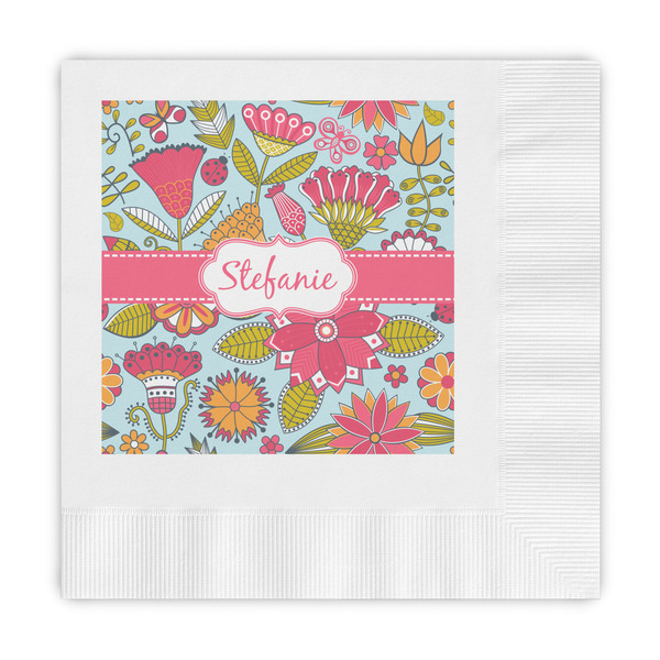 Custom Wild Flowers Embossed Decorative Napkins (Personalized)