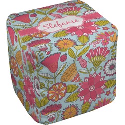 Wild Flowers Cube Pouf Ottoman (Personalized)