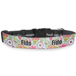 Wild Flowers Deluxe Dog Collar - Large (13" to 21") (Personalized)